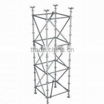 Self-locking ring scaffolding system