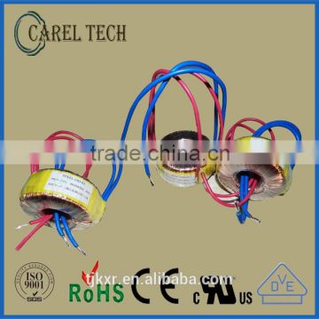 CE ROHS approoved 25VA 2*9V miniature 50/60Hz power transformer, low profile toroid, low profile ring core transformer