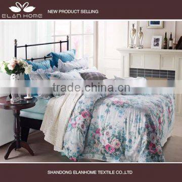 100% cotton floral reactive print luxury jacquard bedding set