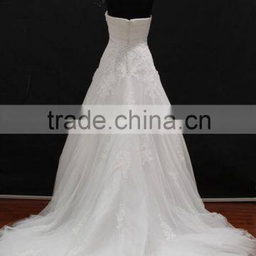 Real Factory Sample! Soft Tulle Drapping Belt With Beading Trim Scoop Neckline A-line Wedding Gown photo-5
