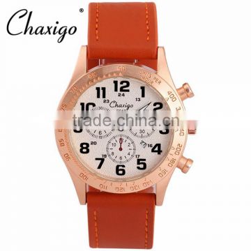 2016 new men sport leather strap gold watch golden watch for men relojes hombr