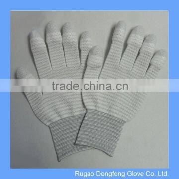 Customized New Design Carton Fiber Stripped Top Fit PU Textured Glove Plam Dotted Glove