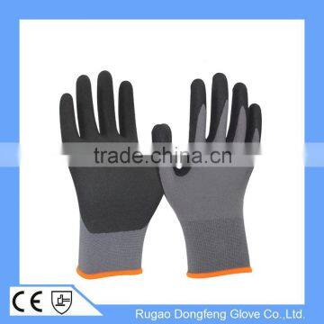 15 Gauge Nylon Spandex Shell Latex Dipped Gloves With Sandy Finished Surface