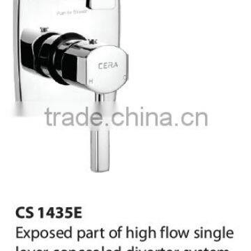 Exposed part of high flow single lever concealed diverter system consisting of operating lever and wall flange - without tip ton
