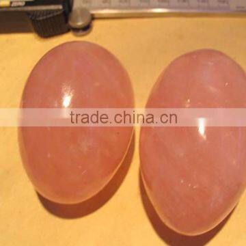 Semi precious stone Pink rose quartz long eggs for women Kegel exercises use