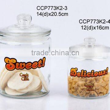 Glass cookie jar with printing (CCP773K2)