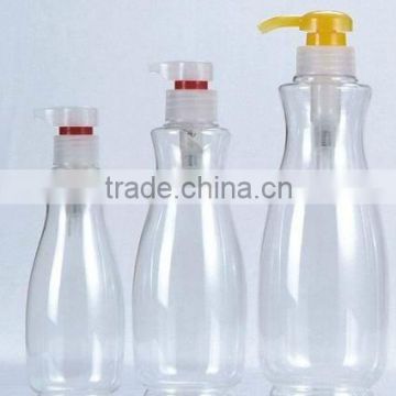 250ml-750ml clear pet plastic bottle with colored lotion pump