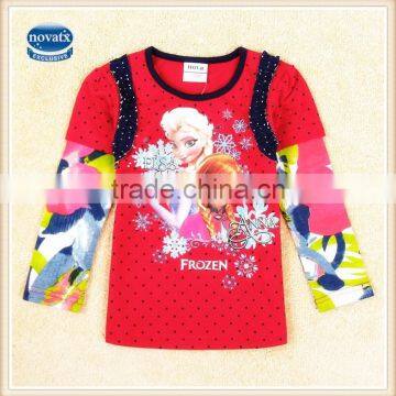 (F5379Y) 2-6y fresh stock frozen t shirts baby girls elsa anna autumn blouse frozen t-shirt with long sleeve nova kids