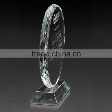 Oem logo design size optical glass round cutting edge award figurine wholesale K9 engraving crystal sunflower award