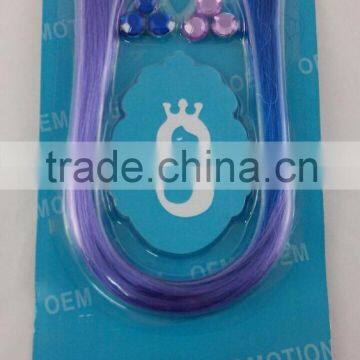 promotional gift purple wig with Velcro hair accessory strands set for girls