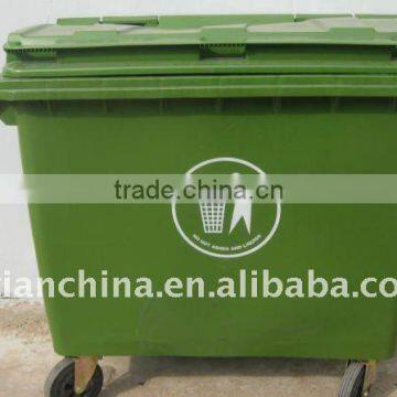 plastic mobile public garbage bins with 4 solid wheels