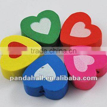 Mixed Color Wooden Heart Beads(TB181Y)