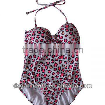 removable straps leopard print halter bikini swimear.