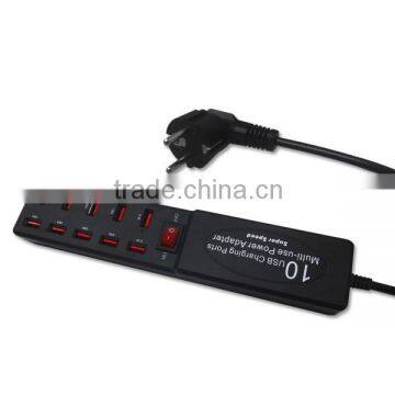 New USB 2.0 High Speed 10-Port 10 Port USB HUB Charge docking station with power adapter for Cell Phone laptop PC Notebook