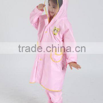 210T polyester fabric with PU coating children environmental kids non-toxic waterproof windproof raincoat