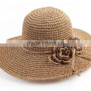 Professional manufacturer Promotion personalized straw handmade crocheted hat for adults