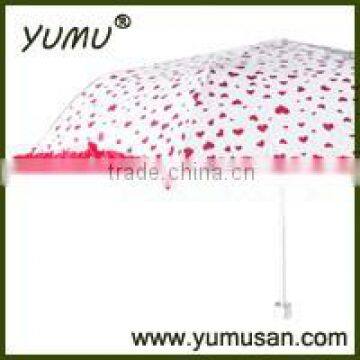 Hearts Printing 3 Fold Umbrella with Frills