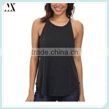 OEM 2016 Wholesale Womens Tank Flat Sleeveless Tank Cotton Bib Black Tank