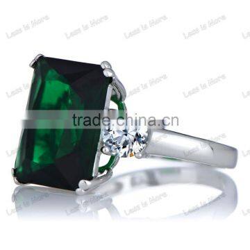 Silver Large Green Stone Cocktail Gay Men's Ring photo-2