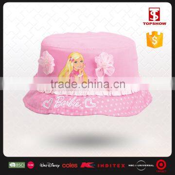 Pink cotton princess printed lovely baby sun hats