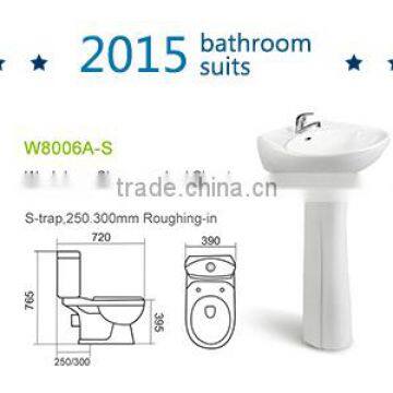 2015 Bathroom toilet set, Sanitary ware two piece toilet and pedestal basin, made in China bathroom designs                        
                                                Quality Choice