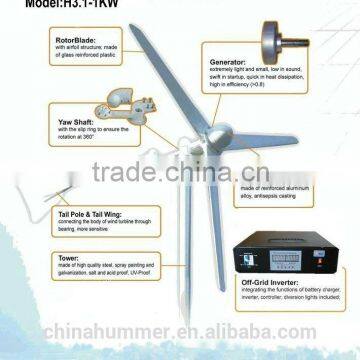 Horizontal wind generator set 1000W for home