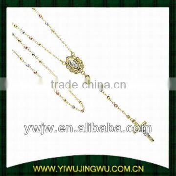 Gold Jewellery Beads Our Lady Guadalupe Crucifix Rosary Necklace (JW-G4010)