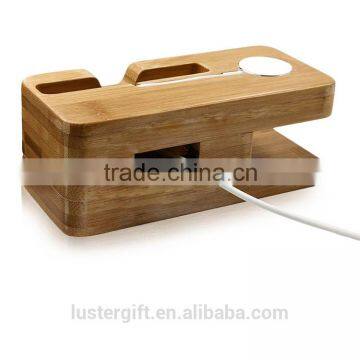 2 in 1 Handmade wood stand for apple watch , mobile phone stand wood for iPhone for samsung