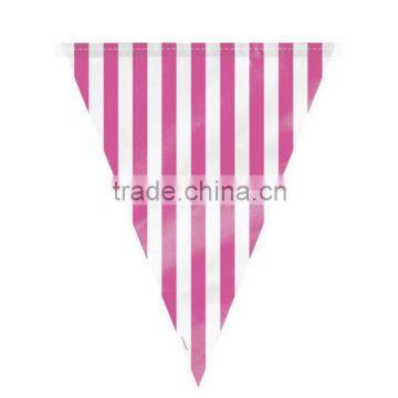 Pink and White Paper Triangle Flag Banners for birthday stage decoration