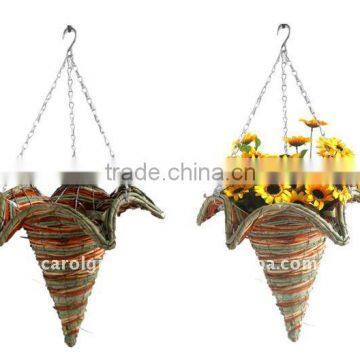 Nature Red Rattan Star Cone hanging planter -Cone hanging basket - cone flower pot