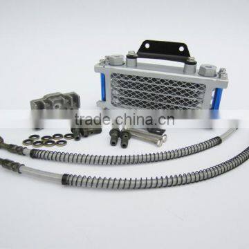Hydraulic motorcycle oil cooler filled radiator