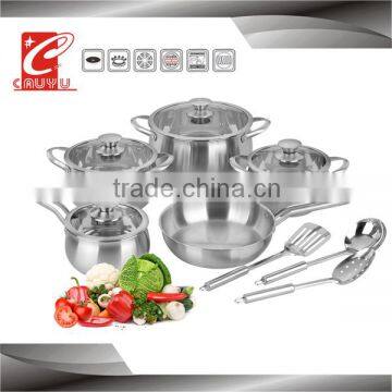 stainless steel capsule bottom 12pcs cookware set