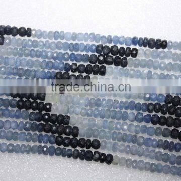 Natural Blue Sapphire Faceted Rondell 6 Line Necklace