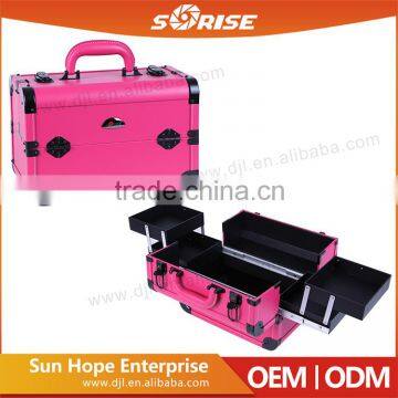 2015 new products sunrise manufacturer antique beauty makeup cosmetic case with 4 trays