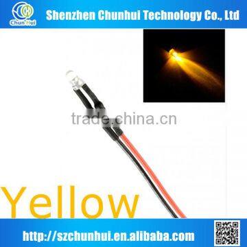 hot sales Yellow led 12V diode 5mm prewired