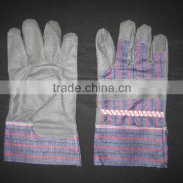 Grey color PVC impregnated artificial leather garden glove