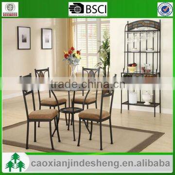 cheap glass surface dining room metal frame 4 seater table and chairs