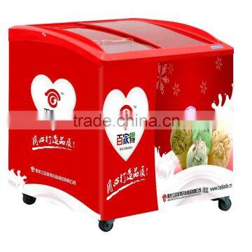 all Kinds Curved Double Door Ice Cream Showcase Freezer