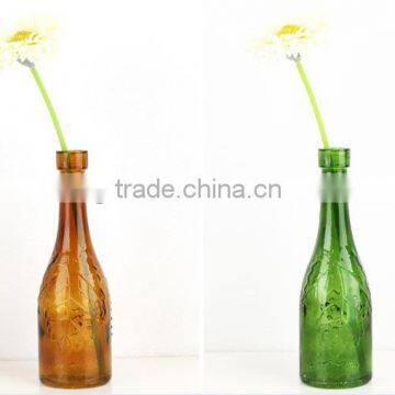 painted glass floating bottle with cork for wishing small table glass flower vase