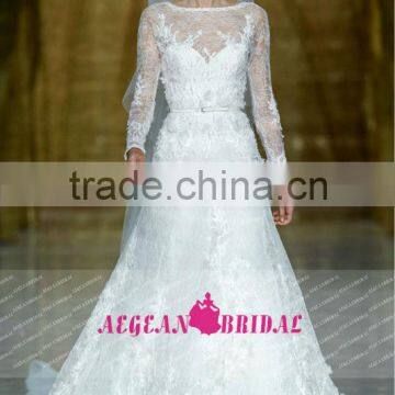 R13626 2013 Barcelona summer long sleeve guangzou lacewedding dress