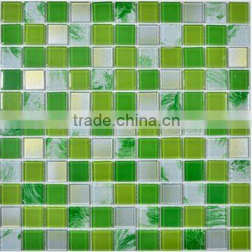 300x300x8mm Green color crystal glass mosaic tile of bathroom(PMGA058)