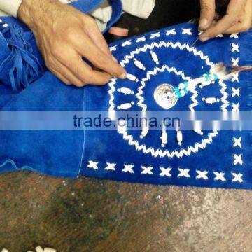 Handmade Western Style Real Suede Leather Beaded Ladies Shoulder Bag Fringed photo-5