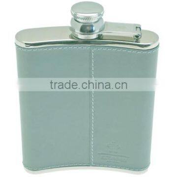 Stainless steel hip flask set with leather