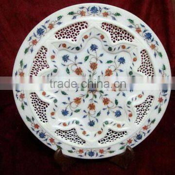 Whole Seller Marble Inlay Decorative Plate Handmade