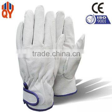 Pigskin Leather Safety Work Mens Purple Leather Gloves