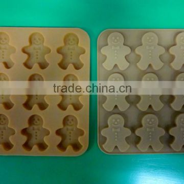 FDA LFGB food grade Christmas ginger man design silicone chocolate mold biscuit mold