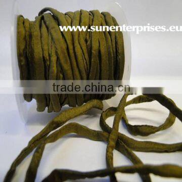 Silk habotai Cords - handyed silk cords -4661 - Olive