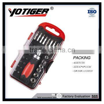 Essential tool set in home like bits and sockets extension bar bit holder