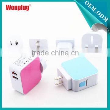 2014 Hot Sales World Travel Adapter (AU EU US UK Plugs) And Charger With 2 USB Manufacturer