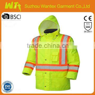 EN20471/343 100% polyester reflective working safety men life jacket parka with refltor